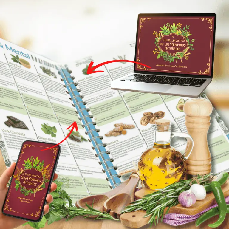 P&aacute;ginas del manual organizadas por necesidad con ilustraciones de plantas medicinales
